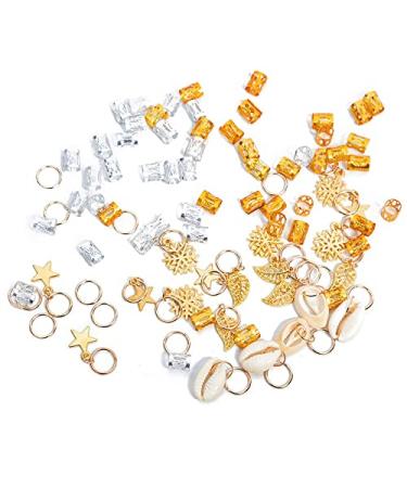 Fenghunayue 80-Piece Hair Clip Set | Dreadlocks Pearl Accessories Metal Rings & Cuffs for Parties & Braids - Gold & Silver - Buy Online on GoSupps.com