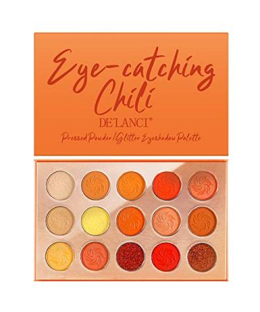 DE'LANCI Orange Eyeshadow Palette - 15 Warm Fall Colors - Matte, Shimmer, Glitter - Sunset Makeup Palette - Buy Online on GoSupps.com