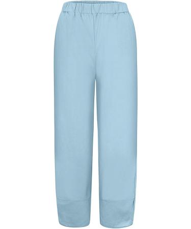 MALAIDOG Womens 2023 Trendy Linen Capri Pants - Sky Blue, X-Large - Buy Online on GoSupps.com