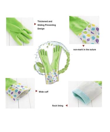Kingfinger Rubber Latex Cleaning Gloves - Long Cuff Flock Lining Eco-Friendly Dishwashing Gloves Size M (2 Pairs) - Ideal Household Solution - Buy Online on GoSupps.com