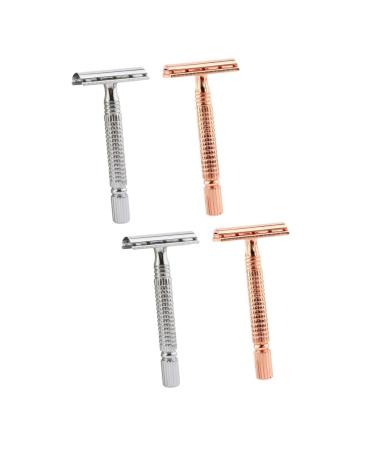 Beavorty 4 piece of razor face beard shaver bald head razor for men facial rasier tool manual razor cutter beard razor double -sided gift box man