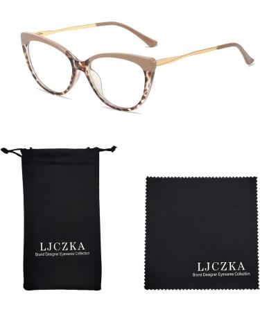 Shop Ljczka Vintage Blue Light Filter Cat Eye Glasses for Women - Stylish Brown Leopard & Metal Frames 0.0 Prescription Available Enhance Your Eye Comfort! - Buy Online on GoSupps.com