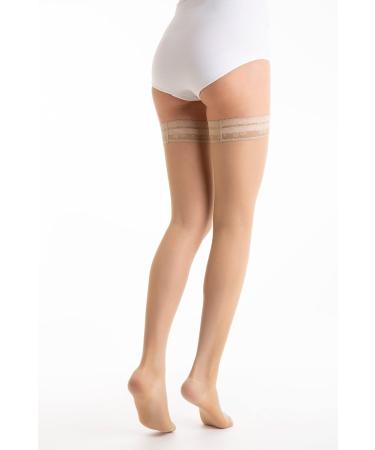 Relaxsan Basic 870 Thigh Support Stockings for Women - 18-22 mmHg Compression in Skin Color 4/XL with Silicone Band - International Shipping - Buy Online on GoSupps.com