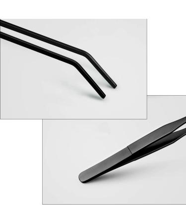 EvaGO 15 Black Curved Aquarium Tweezers - Stainless Steel Feeding Tongs for Aquatic Plants, Lizards, Snakes - Rust-Resistant Carbonation Coating - Buy Online on GoSupps.com