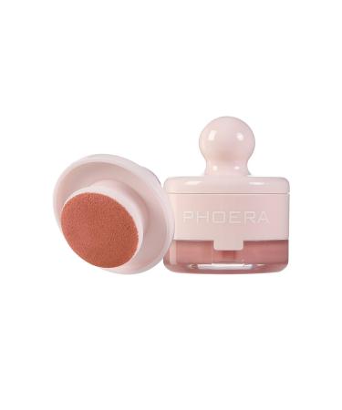 PHOERA Cream To Powder Canned Blush Mud Lightweight Longwear Cheek Blush with Puff & Mirror Matte & Shimmer Finish 6 Buildable Shades for Natural Radiant Glow 04 Saucy One Size