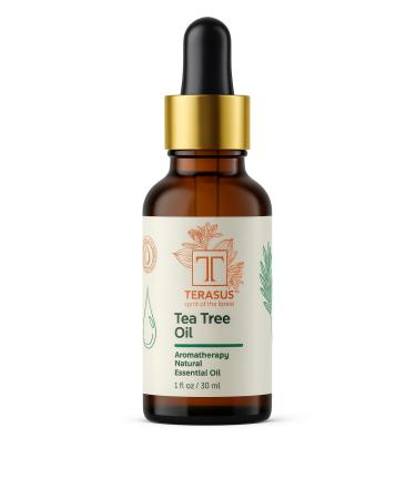 TERASUS 100% Pure Tea Tree Essential Oil - Undiluted Melaleuca Alternifolia for Skin Hair & Home - 1oz w/Dropper for DIY Aromatherapy & Cleaning
