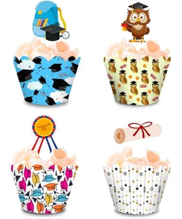 Graduation 2022 Cupcake Toppers and Wrappers Congrats Grad Party Decorations Cupcake Picks Liners Diploma Grad Cap Cute Hand Cake Decorations Supplies for 2022 Graduate Party - Buy Online on GoSupps.com
