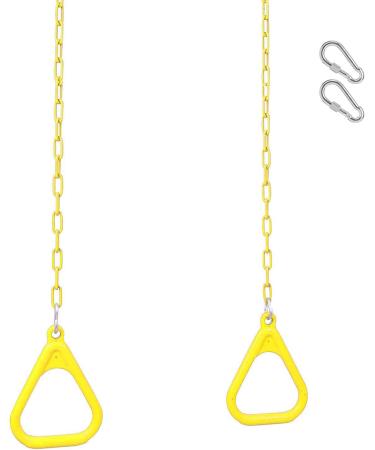 Lelly Q Children Hanging Ring, Kids Trapeze Swing Bar with Rings with Hanging Ropes A Pair of Adjustable Plastic Children Swing Gym Fitness Exercise Sports Hanging Ring for Children Kids Yellow