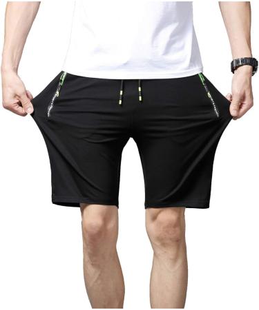 Tansozer Men's Sport Shorts with Zipper Pocket - Black | International Shipping Available - Buy Online on GoSupps.com