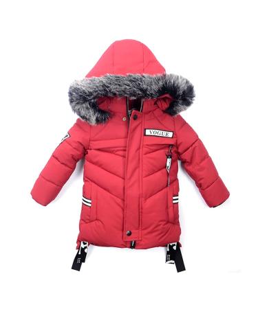 Odziezet Baby Boy Down Coat Kids Hooded Puffer Zipper Jacket Winter Outerwear Clothes 2-7 Years 3-4 Years Red