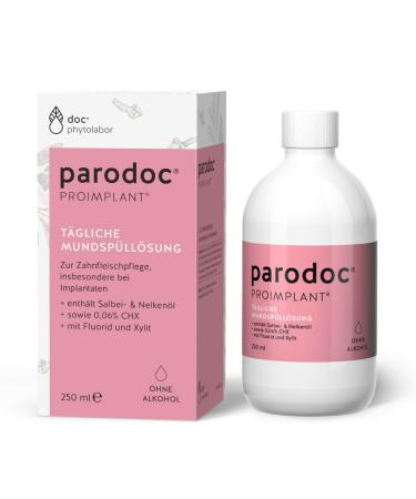 doc phytolabor Parodoc ProIMPLANT Daily Oral Rinse Solution - Gum Care - Sage Oil - Clove Oil - With Fluoride - Xylit - Alcohol Free