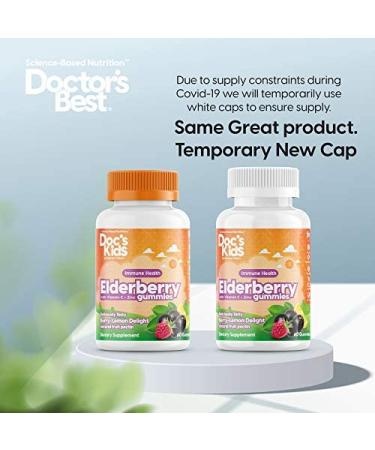 Doctor's Best Kids Elderberry Gummies - Vitamin C & Zinc, Berry Lemon Flavor, 60 Count - Buy Online on GoSupps.com
