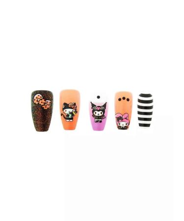 Sanrio Hello Kitty Halloween Faux Nail Set | Orange Purple Black & White | International Shipping Available - Buy Online on GoSupps.com