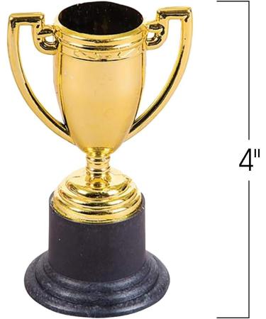 ArtCreativity Gold Plastic Trophies for Kids - Pack of 12 | 4 Inch Golden Colored Trophy Set for Football, Soccer, Baseball | Carnival Prizes and Party Favors for Boys and Girls - Buy Online on GoSupps.com