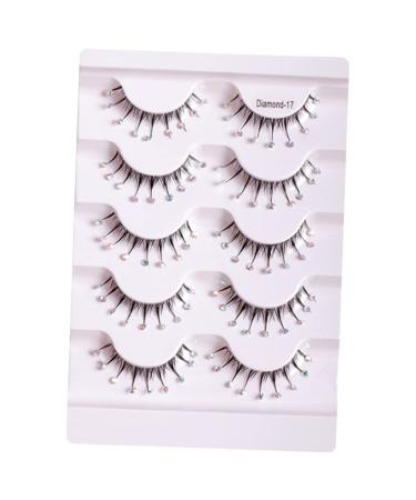 Angoily 5 Pairs Diamond Eyelashes False Eyelash Women Fake Lash Decor Christmas Lashes Asian Decor Girls Lashes Colored Lash Clusters Fake Eyelashes Fluffy Miss Fiber Transparent Line