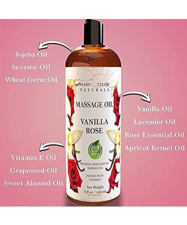 Vanilla Rose Massage Oil - 8 oz | For Men & Women | Nourishing Skin | By Mary Tylor Naturals - Buy Online on GoSupps.com