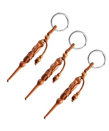 BESPORTBLE 3pcs Earwax Pick Keychain Wooden Earwax Remover Portable Ear Cleaning Curette Hanging Ear Picker Keychain for Men Women
