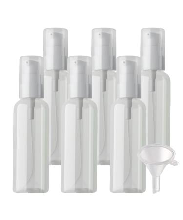 ZEOABSY 6 Pieces 100 ml Transparent Lotion Bottles with White Pump 100ml Empty PET Plastic Lotion Pump Bottle Cosmetic Gel Travel Container for Cosmetic Make up Cleaning + 1 x Funnel Transparent 100ml