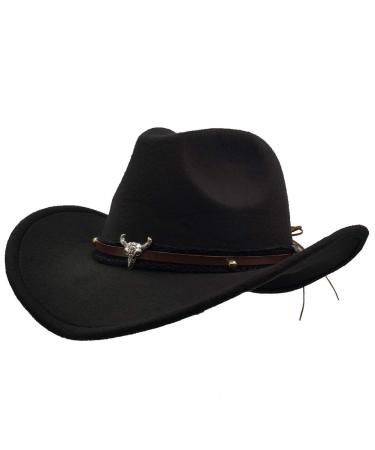 IFSUN Men & Women's Fur Felt Cowboy Hat Wide Brim Western Outback Black