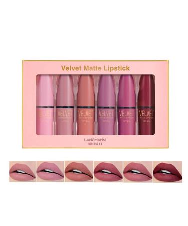 Mattes lipstick set 6 colors nude moisturizer Glatter Lipstick durable waterproof lipstick make-up gift set satin nourish smooth soft lipstick