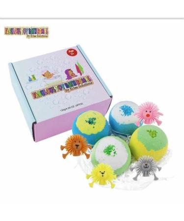 4 Large Kids Bath Bombs with Bombs Opener Included Squishy Funny Finger Toys Inside-Fabulous Gift Set for Boys&Girls on Easter Christmas New Year Children's Day Birthday and Party Favours