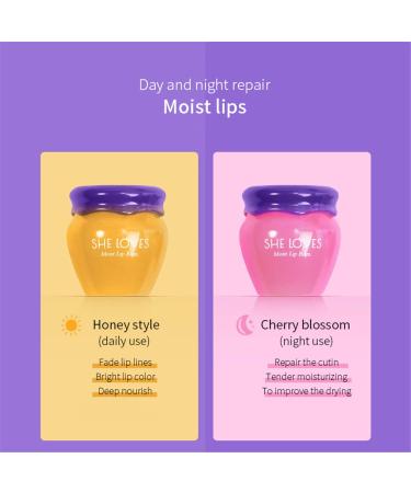2PCS Honey & Sakura Overnight Lip Mask | Hydrating & Repairing Lip Balm | Exfoliating Lip Scrubs - Buy Online on GoSupps.com