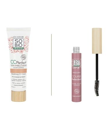 LÉA NATURE SO BiO étic | Face Makeup Routine – CC Cream Color Control (Light – 30 ml) + Mascara Courbe Audacieuse (Black – 8 ml)| Certified organic| 100% pigments of natural origin| Made in France