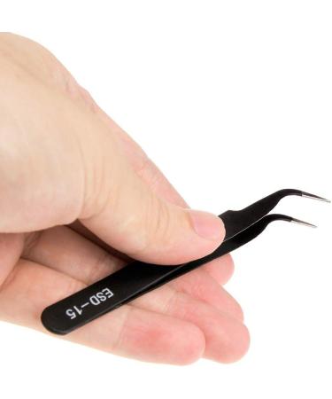 Anti-static Stainless Steel ESD15 Tweezers for Personal Care - Eyebrow/Eyelash Precision - Buy Online on GoSupps.com