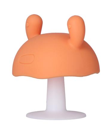 Baby Teething Toy Food Grade Silicone Teether Mushroom Shaped for Infant Over 4 MonthsPink (Orange)