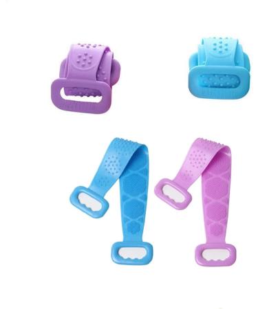Silicone Bath Body Brush Exfoliator with Soft Bristles and Massage Dots - Blue Purple - Buy Online on GoSupps.com