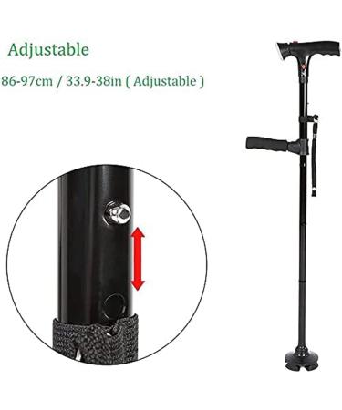 Clever Cane with Led Light Folding Walking Cane Two Handle Cane with Alarm Trusty Cane Travel Adjustable Folding Cane Multifunctional Walking Stick - Buy Online on GoSupps.com