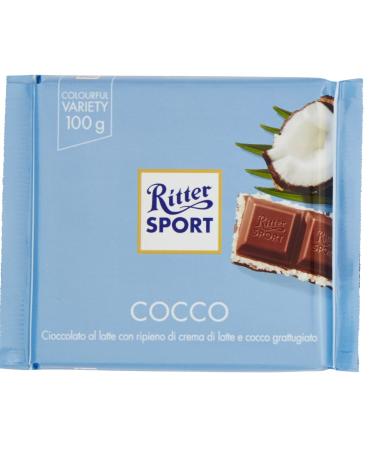 Italian Gourmet E.R. Ritter Sport Colourful Variety Cocco Milk chocolate filled with milk cream and chopped coconut 100g