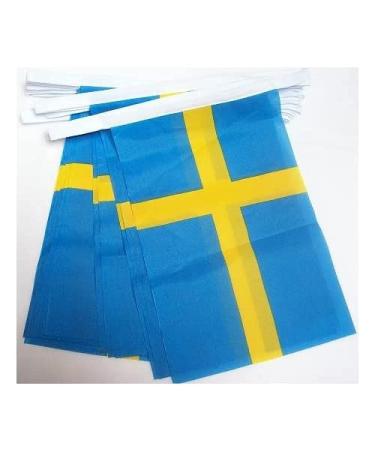 AZ FLAG FLAG CHAIN SWEDEN 4 meters with 20 flags 15x10cm - SWEDISH garland flag chain 10 x 15 cm - Buy Online on GoSupps.com