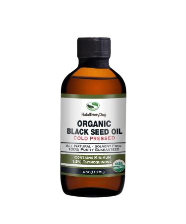 HalalEveryDay- 4 OZ Black Seed Oil - 100% Pure Cold Pressed- USDA Organic- Nigella Sativa Non-GMO - Thymoquinone - Cumin Seeds Oil