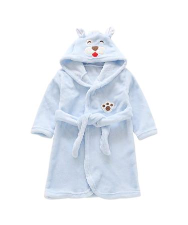 Miyanuby baby boy girls bathrobe soft flannel long arm animal hoodie morning mantle nightwear homewear for children baby boy girls gift 6-7 years bear blue