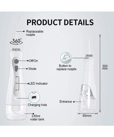 Water Flosser Cordless - Portable 230ML Dental Oral Irrigator | Rechargeable & Waterproof | Easy to Clean & Space-Saving - Buy Online on GoSupps.com