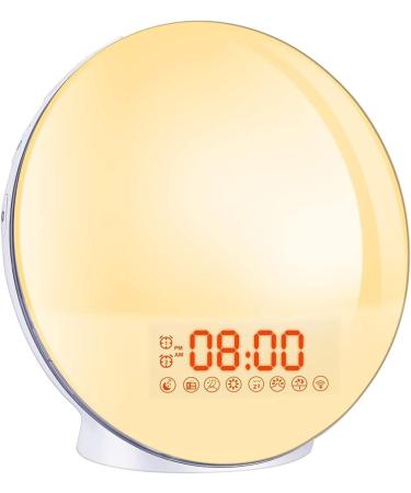 Daylight alarm clock wake up light light alarm clock bawoo sunrise sunset alarm clock radio holes with 7 natural tones 20 brightness 2 alarms slumber function FM radio for adults & children - Buy Online on GoSupps.com
