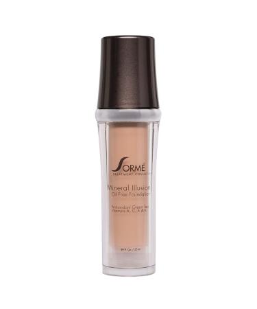 Sorme Mineral Illusion Foundation | Oil-Free Liquid Foundation | With Shea Butter  Green Tea  and Vitamins A  C  and E | Hydrating Mineral Makeup Foundation for Face and Body Beige Nude