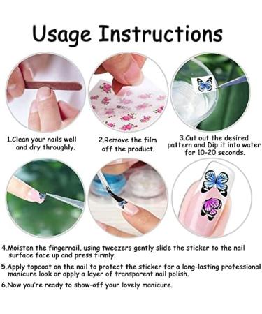 Summer Flower Nail Art Stickers - 12 Sheets Water Transfer Decals for Women, Lily, Orchid, Butterfly Design - Colorful Nail Decorations - Buy Online on GoSupps.com
