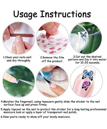 YOSOMK 48 Sheets Flower Nail Art Stickers Spring Peach Blossom Nail Decals Water Transfer Nail Art Supplies Summer Butterfly Design Nail Accessories for Women DIY Nail Decorations. Nail Art Stickers-1 - Buy Online on GoSupps.com