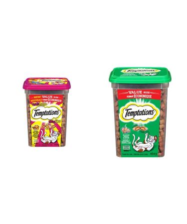 TEMPTATIONS Mix-Ups Cat Treats (Chicken Turkey & Beef Flavour) + TEMPTATIONS Adult Cat Treats Seafood Medley Flavour 908g Value Bundle Cat Treats + Cat Treats Chicken - Turkey - Beef 454 g (Pack of 1)
