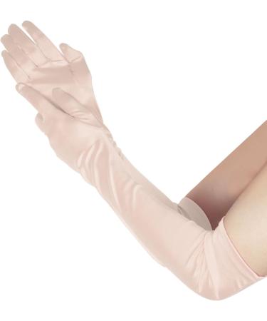 NQEUEPN Women Long Gloves Long Elbow Satin Gloves 21" Stretchy 1920s Opera Gloves Hand Care Moisturizing Gloves for Women Girls Evening Party Dance (Champagne) - Buy Online on GoSupps.com