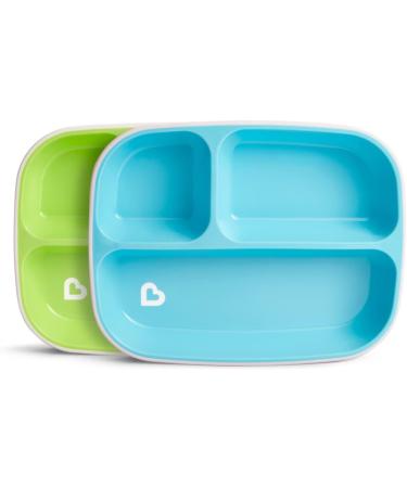 Munchkin Splash 4 Piece Toddler Divided Plate and Bowl Dining Set | Baby Feeding Weaning Set | BPA Free | Blue/Green - Buy Online on GoSupps.com
