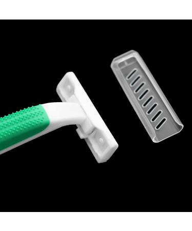 Bulk Disposable Razors - Individually Wrapped Green Twin Blade Razors with Safety Cap & Shaving Cream for Hotels Airbnb Shelters & Travel (50 Pack - Buy Online on GoSupps.com