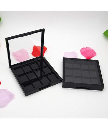 FOMIYES Black Eyeshadow Eyeshadow Dish Empty 12 Grids Eye Shadow Pallet for Women Beginners Ladies Girls DIY Their Blush Pressed Powder and Foundation 1pcs (black) Clear Container - Buy Online on GoSupps.com