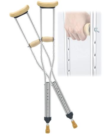 LINYUES Crutches for Adults Underarm Crutches for Armpits Aluminum Adult Crutches Adjustable Height Medical Crutches Applicable Height: 135-195CM Great for Travel or Work A 4351tum