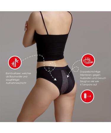 Relixa Period Underwear for Heavy Bleeding - 3 Pack Bamboo Hipsters for Women & Girls (XS-6XL) - Black Blue & Beige Menstrual Underwear - Buy Online on GoSupps.com