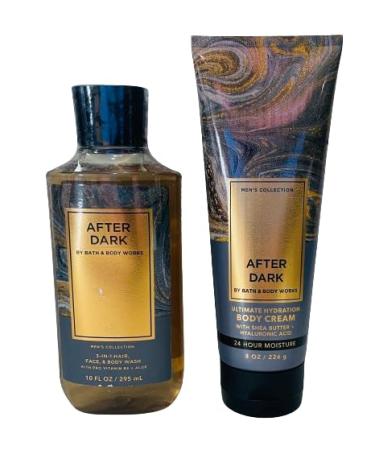 Bath & Body Works After Dark Men's 3-in-1 Hair Face & Body Wash and Body Cream 2 Piece Set