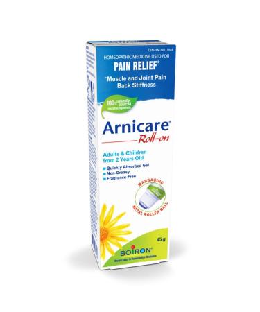 NEW Boiron Arnicare Roll-on Homeopathic medicine for the relief of pain stiffness (tension) in muscles and joints caused by minor traumas physical activity or overexertion. Relieves painful back stiffness. 45 g (Pack of 1)
