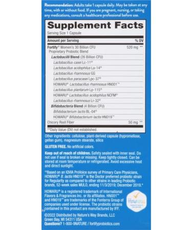 Nature's Way Fortify Daily Probiotic for Women 30 Billion Live Cultures 10 Strains Prebiotics Supports Digestive & Immune Health* No Refrigeration Required 30 Capsules (Packaging May Vary) - Buy Online on GoSupps.com